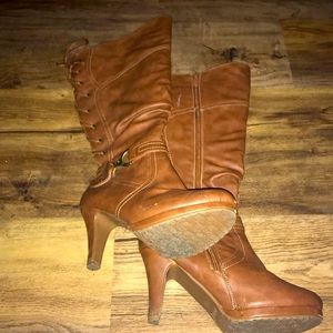 Top Moda Size 8 Knee high Lace up High heeled boots